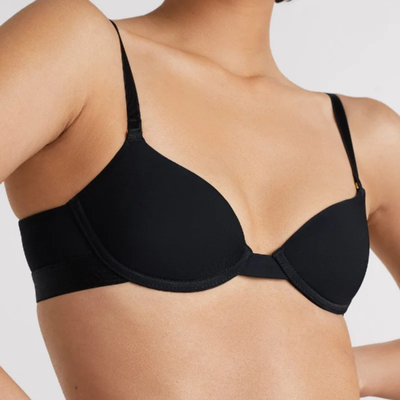 Ultimate Contour T-Shirt Bra Black Mesh Blend Leather Blend Suede Blend
