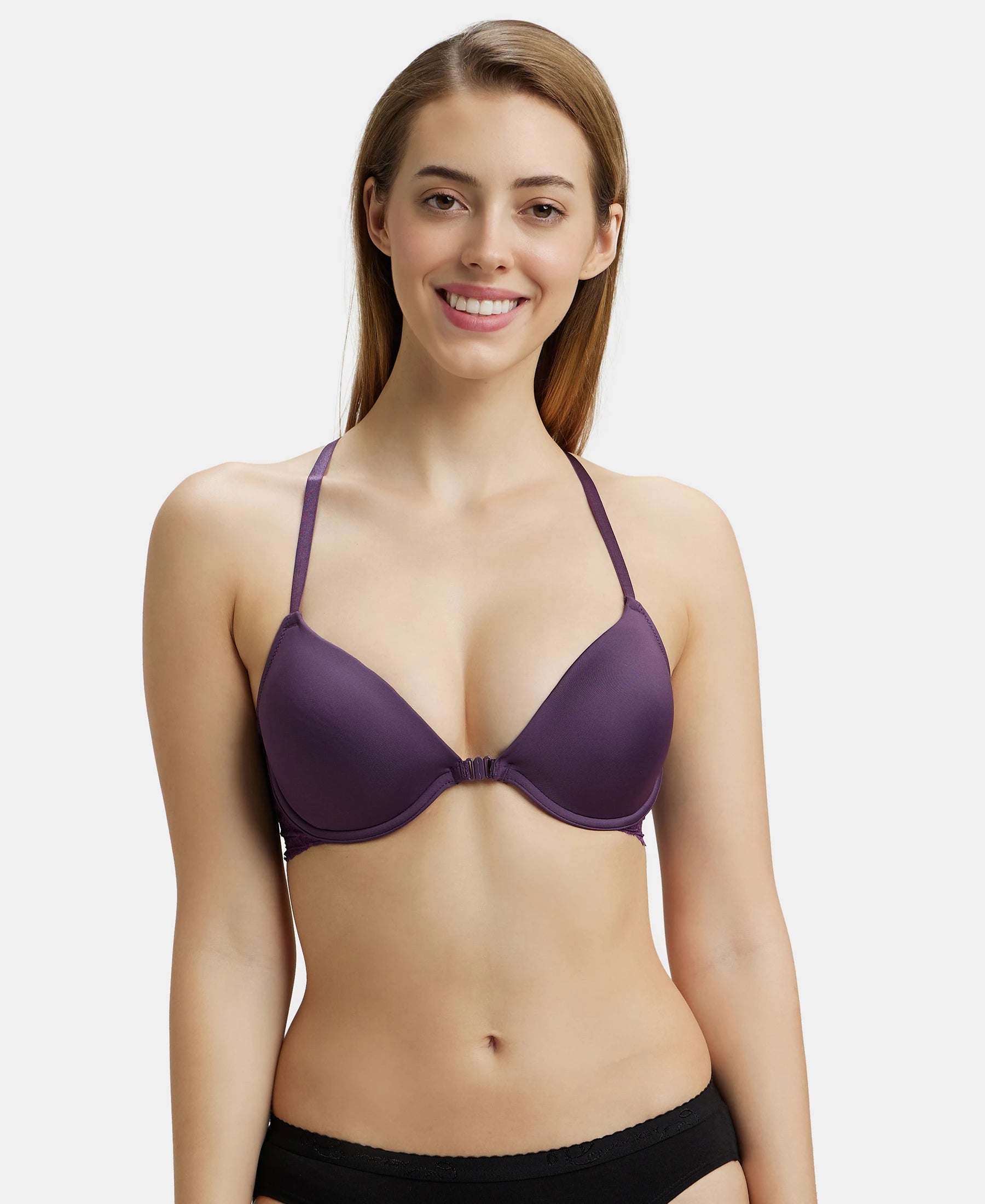 Under-Wired Padded Soft Touch Microfiber Elastane Stretch Full Coverage T-Shirt Bra with Lace Back Styling - Purple Cosmos Hooded Caped Shawl Collar Under-Wired Padded Soft Touch Microfiber Elastane Stretch Full Coverage T-Shirt Bra with Lace Back Styling - Purple Cosmos Hooded Caped Shawl Collar