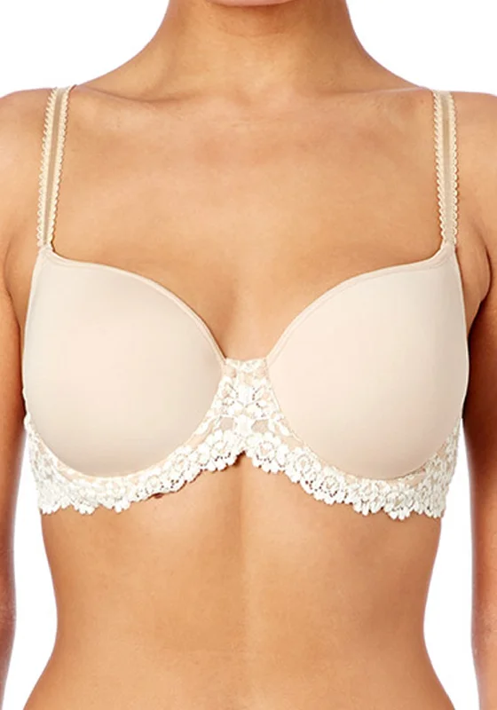 Wacoal Embrace Lace Underwire T-Shirt Bra, Nude Zippered Front Buttoned Front Snap Front