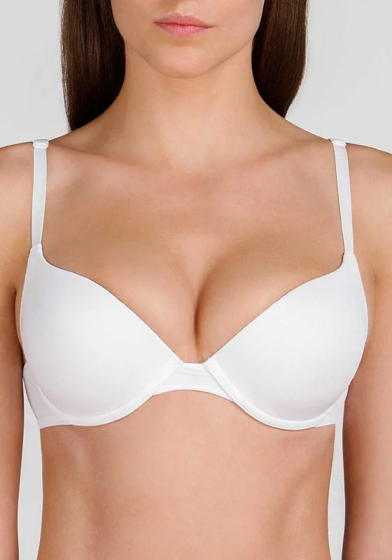 Wonderbra Invisible Plunge T-Shirt Bra, White Anti-Pilling Machine Wash Handmade