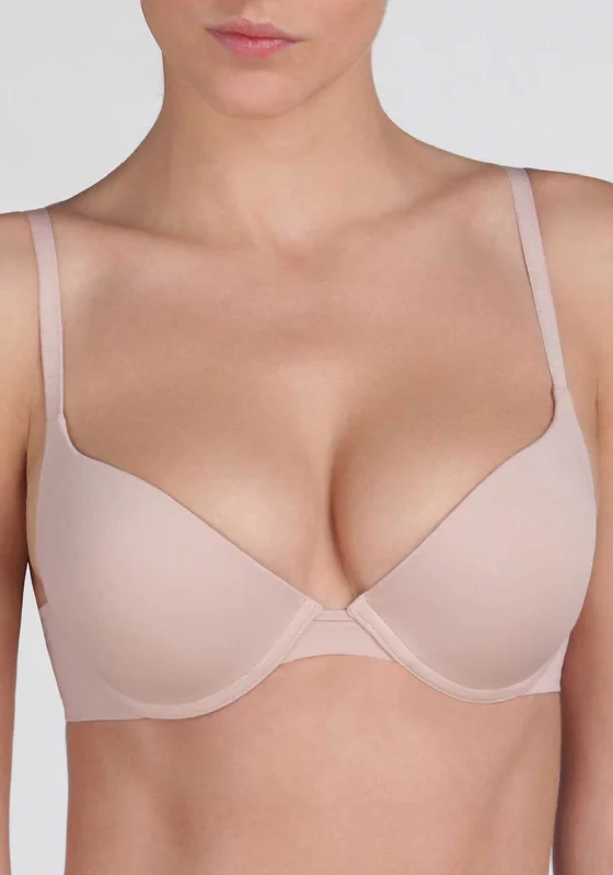 Wonderbra Invisible Plunge T-Shirt Bra, Nude Solid Color Striped Floral