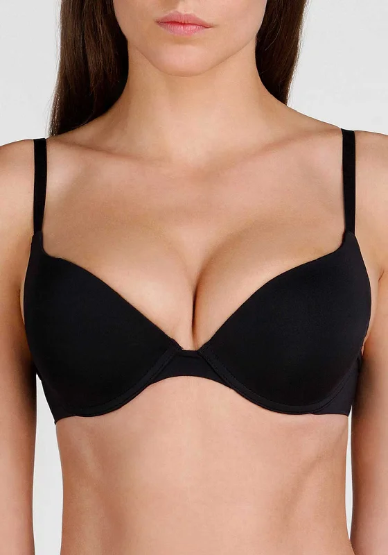 Wonderbra Invisible Plunge T-Shirt Bra, Black Graphic T-Shirt Round Neck Polyester