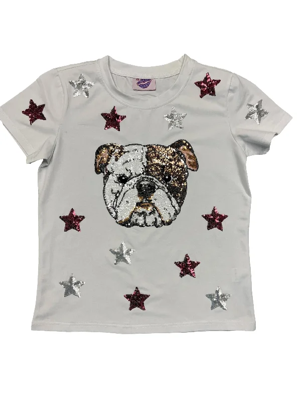 Star Struck Maroon and Silver Bulldog tee Zippered Front Buttoned Front Snap Front