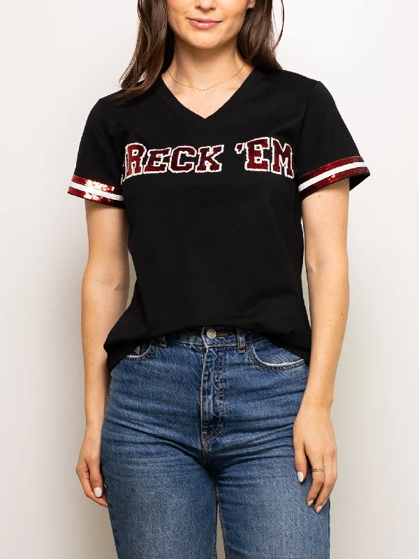 Wreck 'Em Jersey Tee Licensed Ribbed T-Shirt High Neck Heavyweight