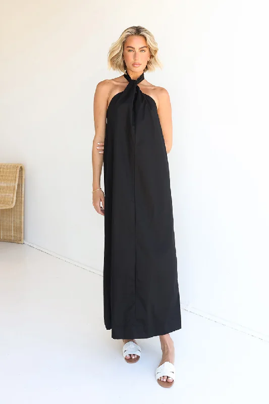 Amber Maxi Dress | Black Elegant Maxi Dress with Pockets