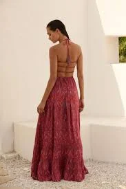 Bellini Maxi Dress Ikat Red Cozy Ribbed Maxi Dress