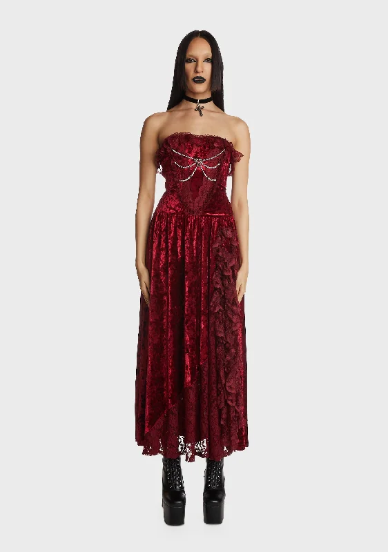 Blood Rose Velvet Maxi Dress Comfortable Cotton Maxi Dress