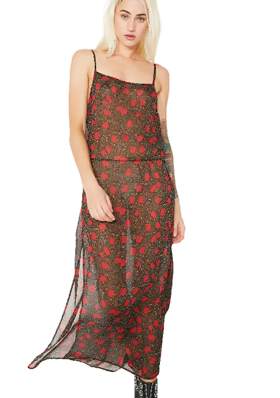 Bouquet Baby Sheer Maxi Dress Trendy Satin Maxi Dress