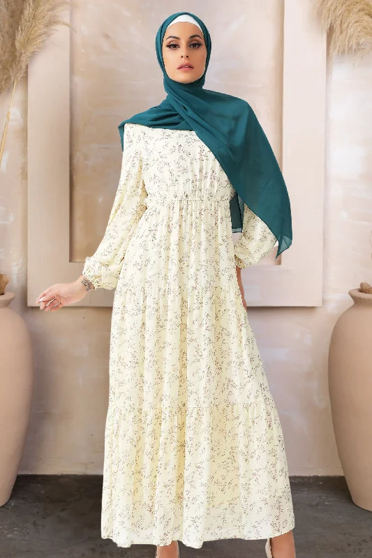 Cream Floral Tiered Maxi Dress Stylish Boho Chic Maxi Dress
