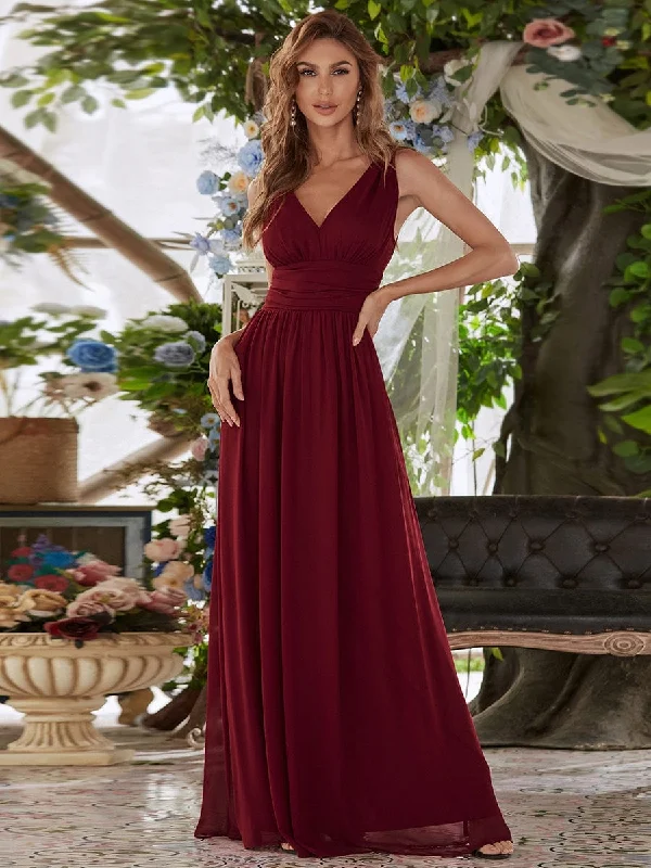 Elegant Dual V-Neck Maxi Dress for Evening Events Casual Maxi Dress with Pockets