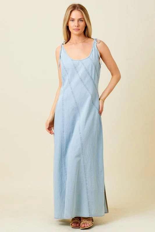 DENIM MAXI DRESS Trendy Floral Print Maxi Dress