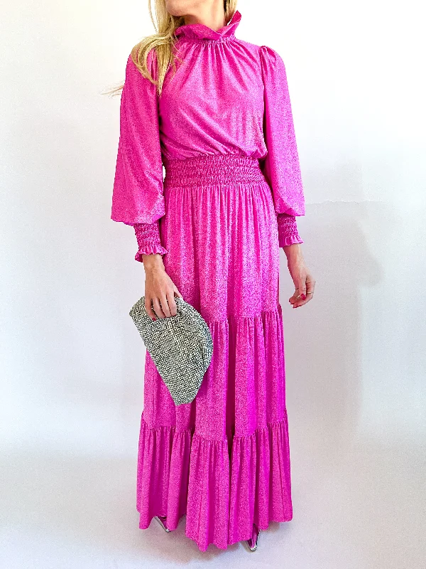 Fuchsia Fedora Maggi Maxi Dress Comfortable Long-Sleeve Maxi Dress
