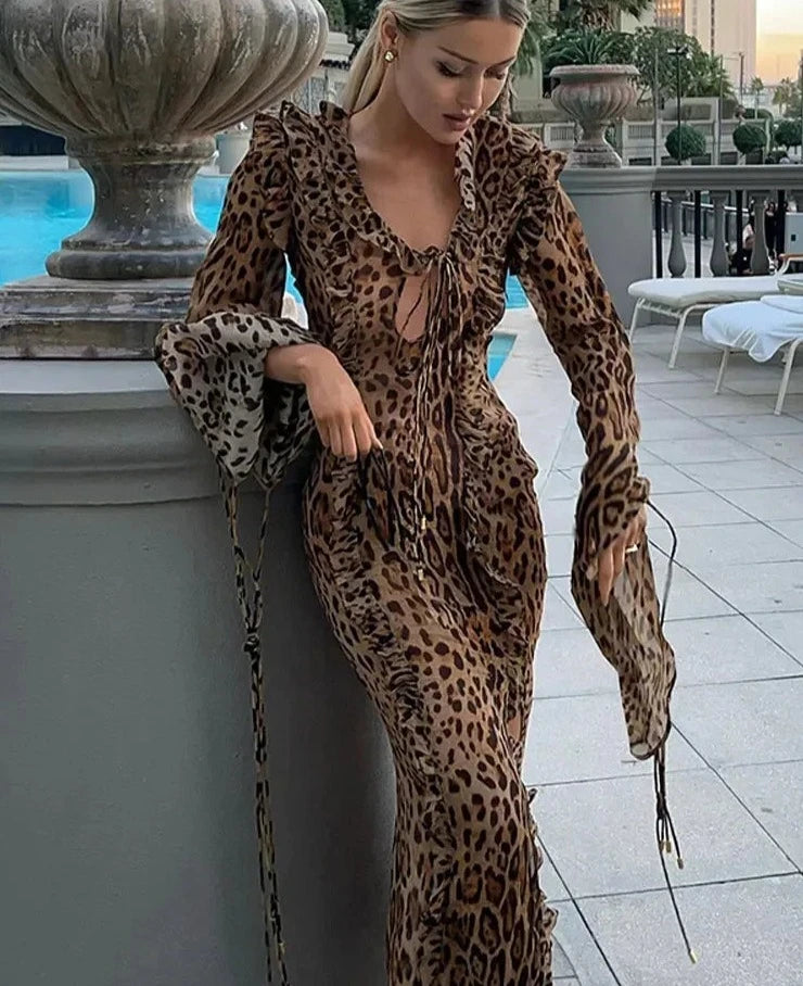 Feminine Leopard Print Split Long Dress Long Sleeved Deep V Female Lace Maxi Dresses Slim Summer Ladies Party Fashionlooks Trendy Button Front Maxi Dress Feminine Leopard Print Split Long Dress Long Sleeved Deep V Female Lace Maxi Dresses Slim Summer Ladies Party Fashionlooks Trendy Button Front Maxi Dress