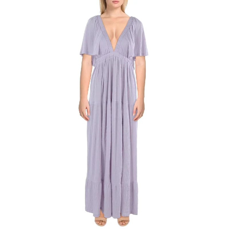 FP Beach Womens La La Tiered V-Neck Maxi Dress Fashionable Printed Maxi Dress