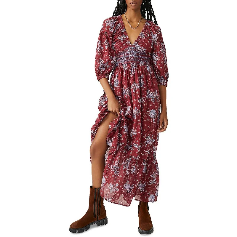 Free People Womens Cotton Long Maxi Dress Elegant Maxi Dress with Pockets