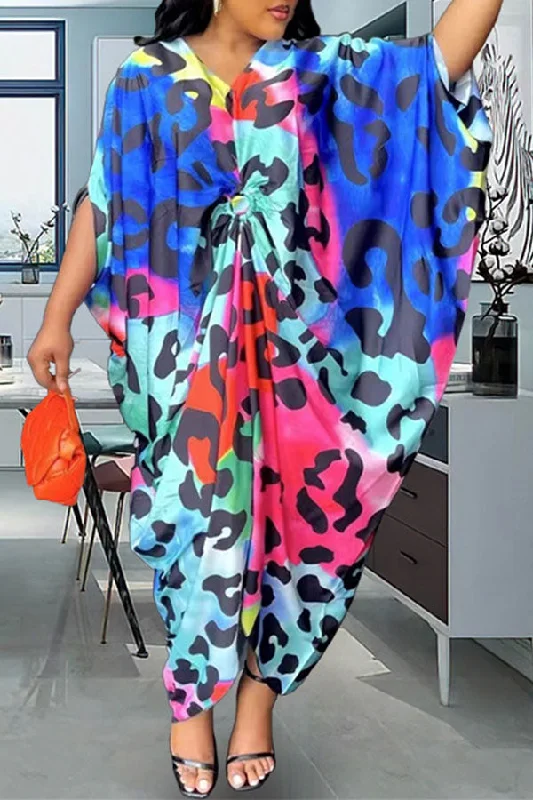 Gradient Leopard Print Chic O-ring Design Irregular Maxi Dress Cozy Open-Back Maxi Dress Gradient Leopard Print Chic O-ring Design Irregular Maxi Dress Cozy Open-Back Maxi Dress