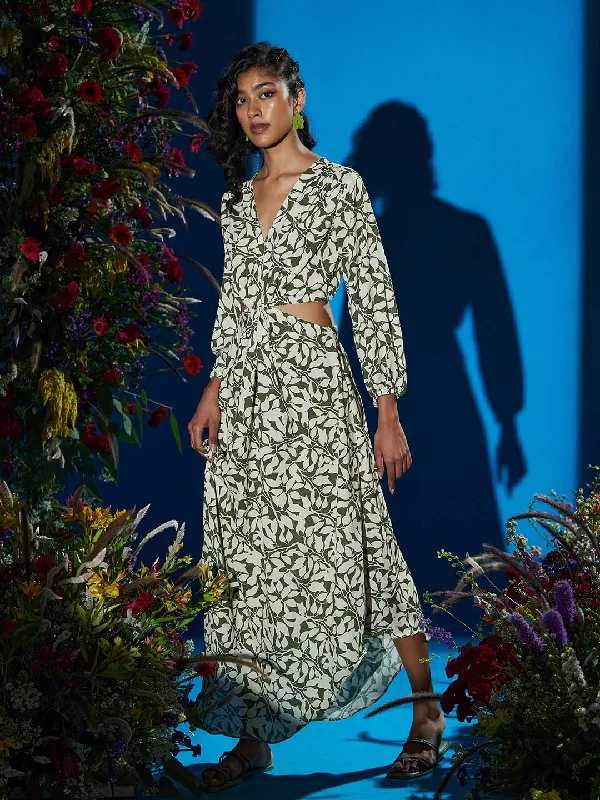 Grandiose Green Maxi Dress Cozy Open-Back Maxi Dress