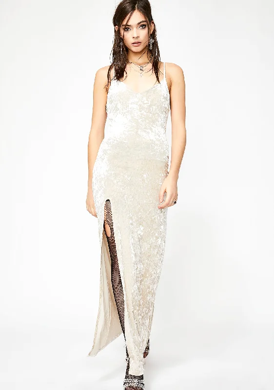 Holy Crushed Desires Velvet Maxi Dress Trendy V-Neck Maxi Dress
