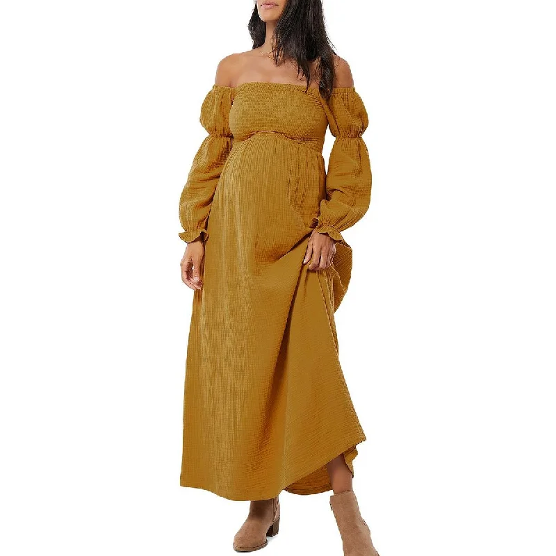 Ingrid & Isabel Womens Smocked Maternity Maxi Dress Fashionable Printed Maxi Dress