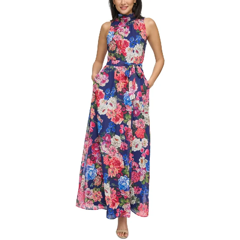 Jessica Howard Womens Chiffon Maxi Dress Trendy Maxi Dress with Belt