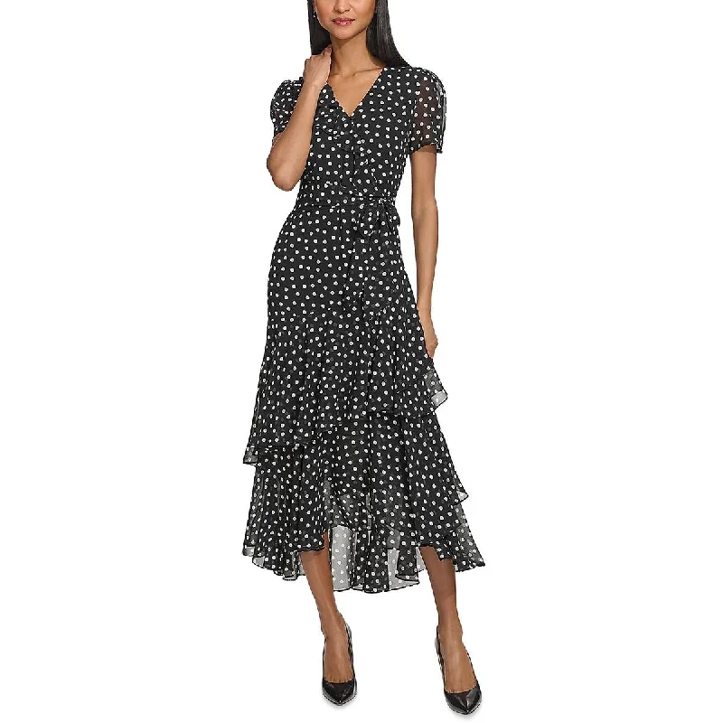 Karl Lagerfeld Paris Womens Chiffon Polka Dot Maxi Dress Comfortable Maxi Dress with Belt Karl Lagerfeld Paris Womens Chiffon Polka Dot Maxi Dress Comfortable Maxi Dress with Belt