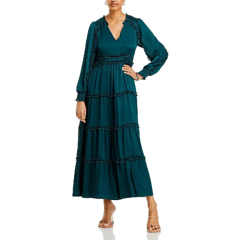 Koko + Mason Womens Ruffled Maxi Maxi Dress Comfortable Fitted Maxi Dress