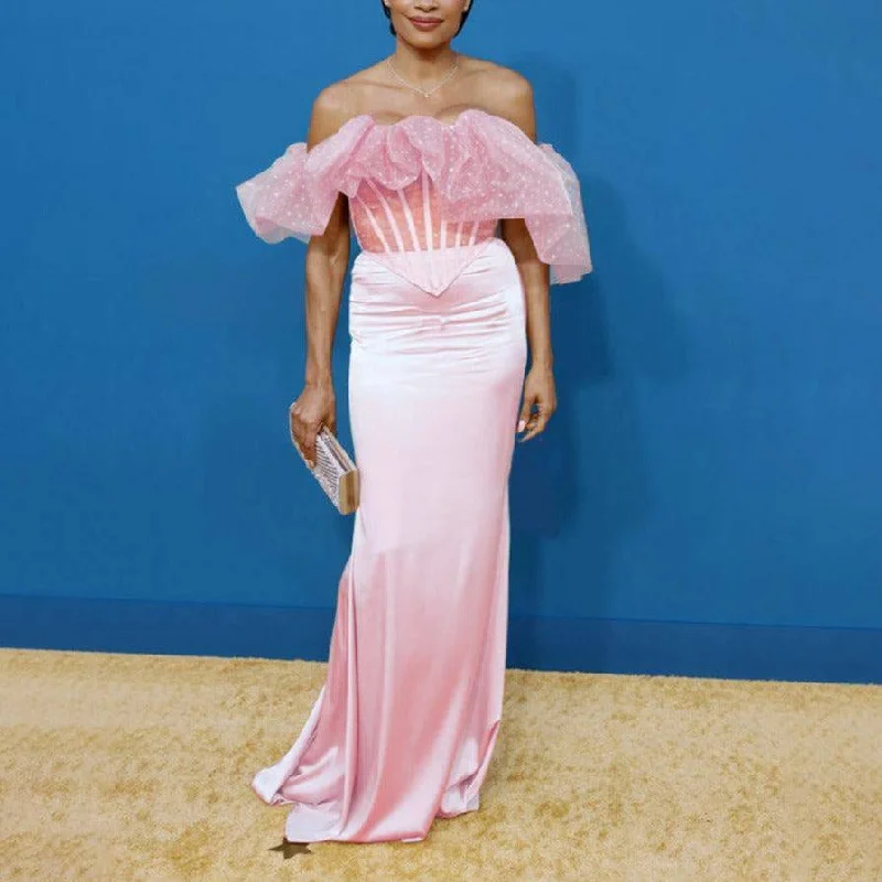 Kristela Off Shoulder Maxi Dress Trendy Button Front Maxi Dress
