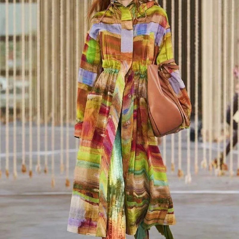 Lannie Long Sleeve Button Down Printed Maxi Dress Stylish Empire Waist Maxi Dress