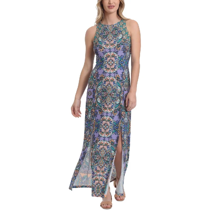 London Times Womens Sleeveless Paisley Maxi Dress Comfortable Maxi Dress with Belt