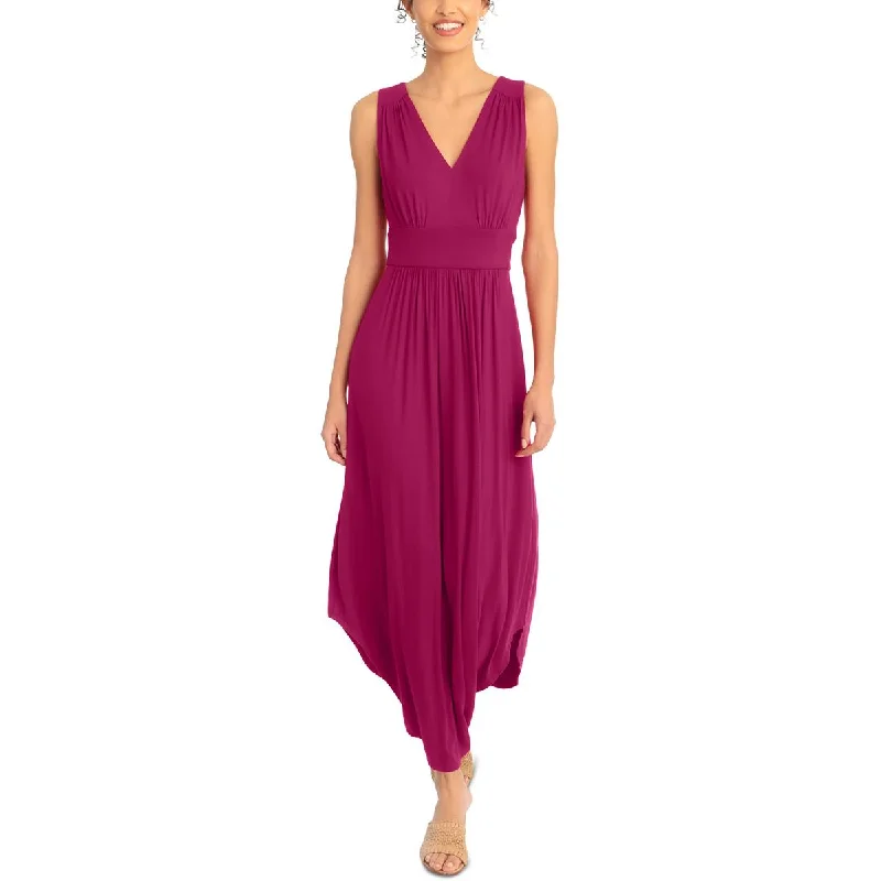 London Times Womens V-Neck Shirred Maxi Dress Stylish Boho Maxi Dress