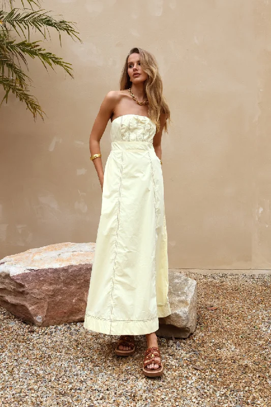 Louise Maxi Dress | Lemon Trendy Maxi Dress with Belt