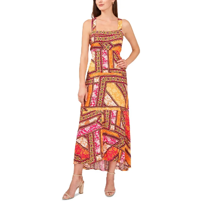 MSK Womens Printed Patchwork Maxi Dress Classic A-Line Maxi Dress