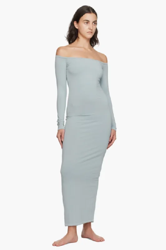 New Vintage Off-The-Shoulder Maxi Dress Stylish A-Line Maxi Dress