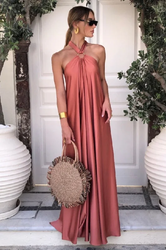 Ofelia Halter Loop Maxi Dress Classic Black Maxi Dress