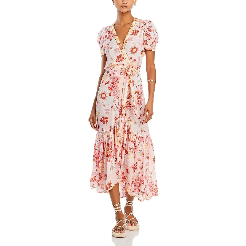 Poupette St Barth Womens Faux Wrap Long Maxi Dress Comfortable Long-Sleeve Maxi Dress Poupette St Barth Womens Faux Wrap Long Maxi Dress Comfortable Long-Sleeve Maxi Dress