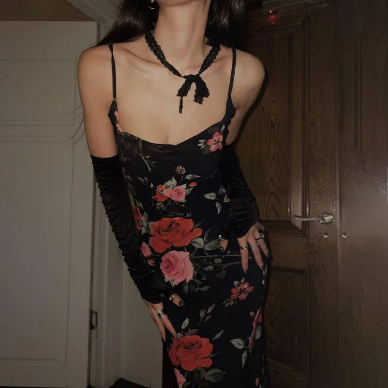 Retro Floral Dress Women Elegant Summer Slim Sleeveless Backless Long Dresses Female Party Temperament Maxi Dress Woman Comfortable Maxi Dress with Sleeves Retro Floral Dress Women Elegant Summer Slim Sleeveless Backless Long Dresses Female Party Temperament Maxi Dress Woman Comfortable Maxi Dress with Sleeves