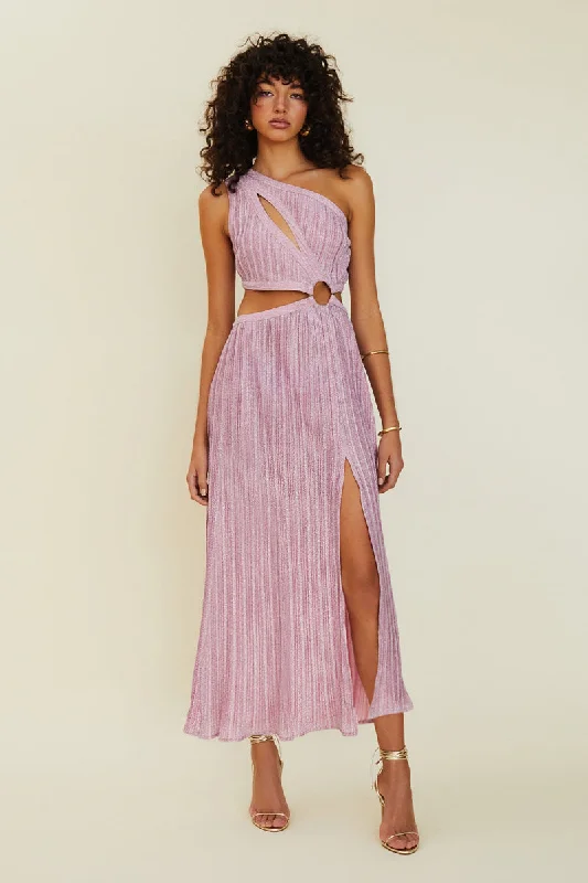 Suboo Mars Sleeveless Cutout Maxi Dress - Pink Stylish Maxi Dress with Frills
