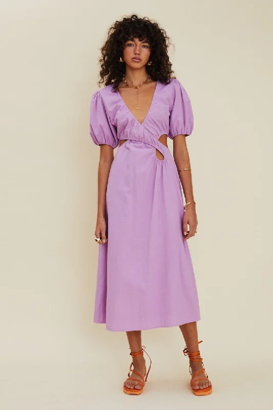 Suboo Skylar Cross Front Cut Out Maxi Dress - Lavendar Fashionable Maxi Dress with Fringe Suboo Skylar Cross Front Cut Out Maxi Dress - Lavendar Fashionable Maxi Dress with Fringe