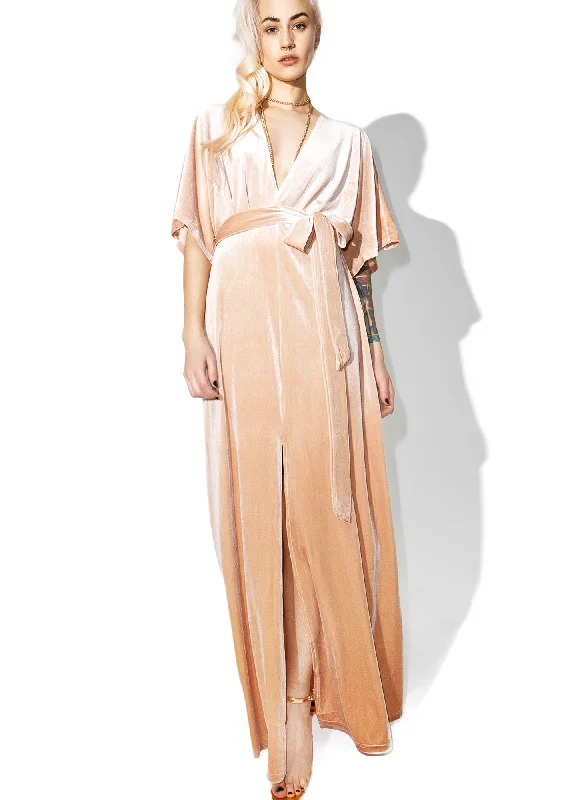 Sweet May Velvet Maxi Dress Elegant Boho Maxi Dress