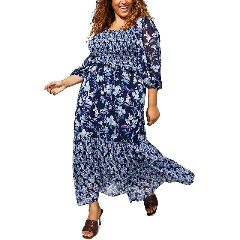 Taylor Womens Ruched Tiered Maxi Dress Elegant Maxi Dress with Ruffles