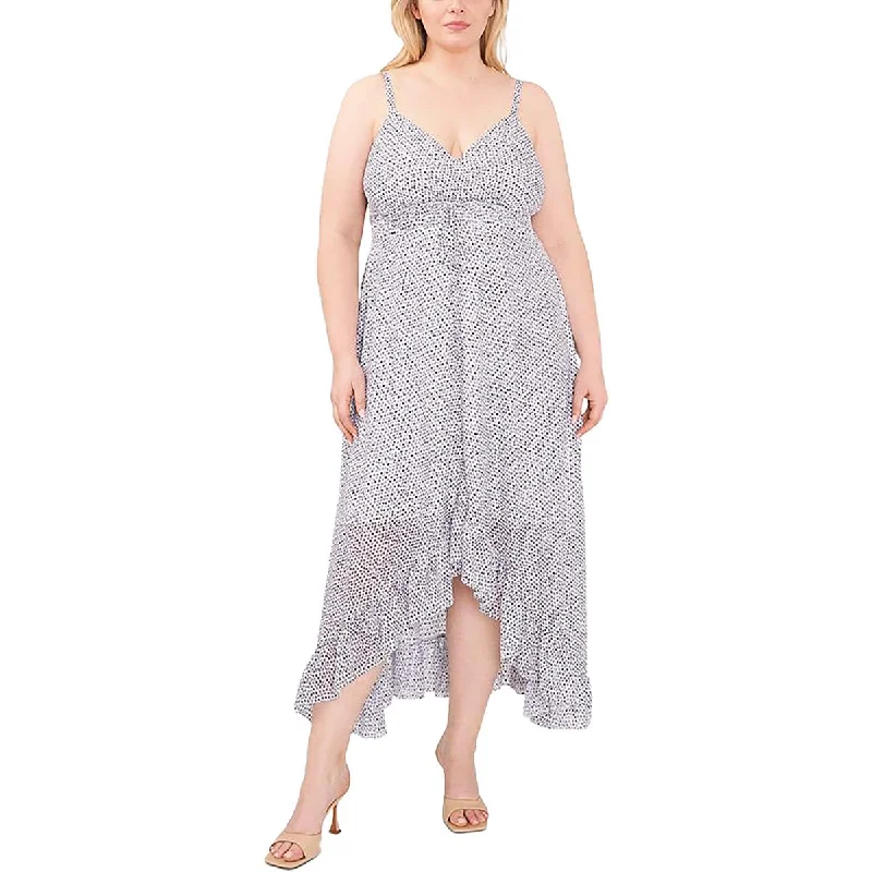 Vince Camuto Womens Plus Printed Hi-Low Maxi Dress Cozy Maxi Dress with Slit