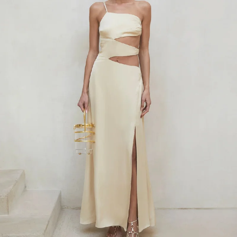 Women Clothing Sexy One-Shoulder Spaghetti Straps Chest Wrap Maxi Dress Tight Waist Split Elegant Dress Elegant Maxi Dress with Lace Women Clothing Sexy One-Shoulder Spaghetti Straps Chest Wrap Maxi Dress Tight Waist Split Elegant Dress Elegant Maxi Dress with Lace