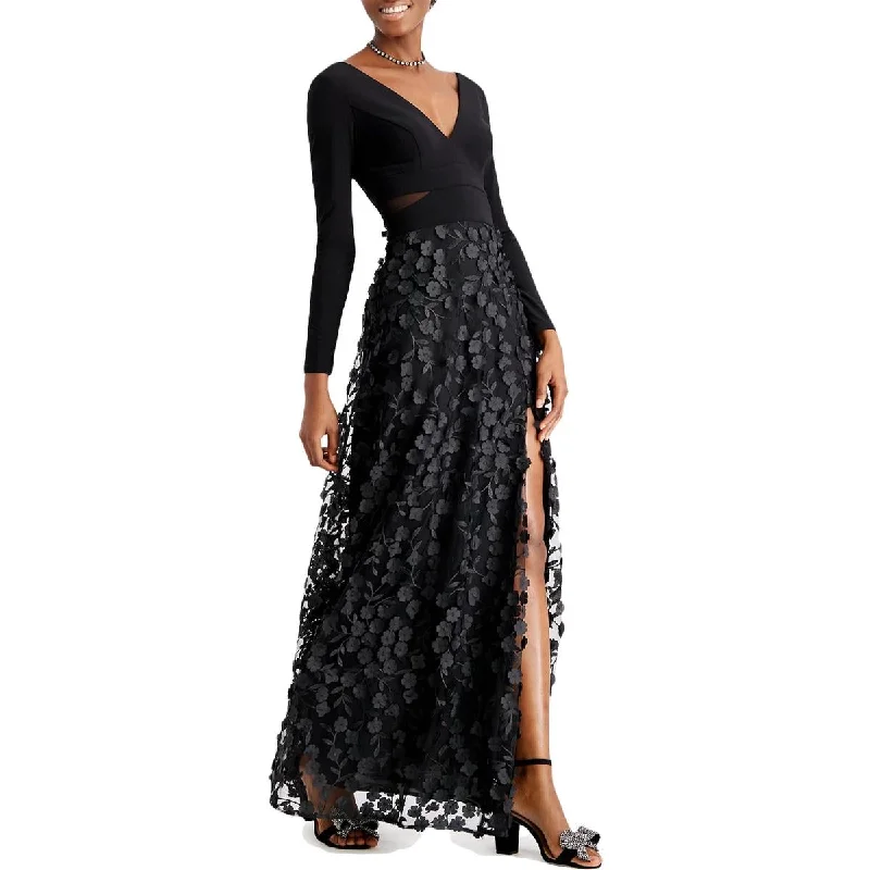 Xscape Womens V Neck Floral Maxi Dress Comfortable Plunging Neckline Maxi Dress