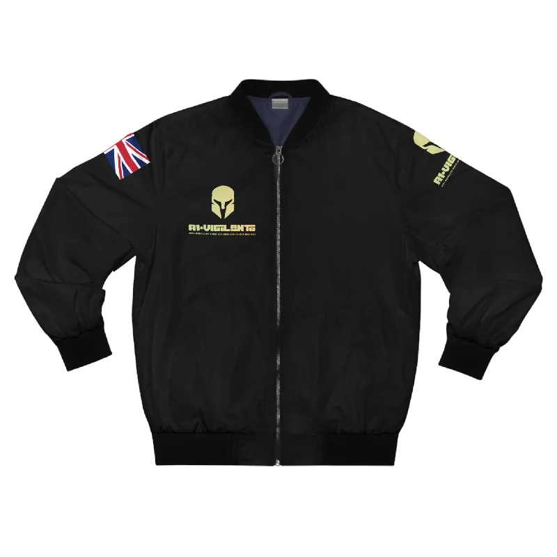 A1-Vigilante Sparta GBR Men's Bomber Jacket (AOP) Denim Fabric Leather Fabric Suede Fabric
