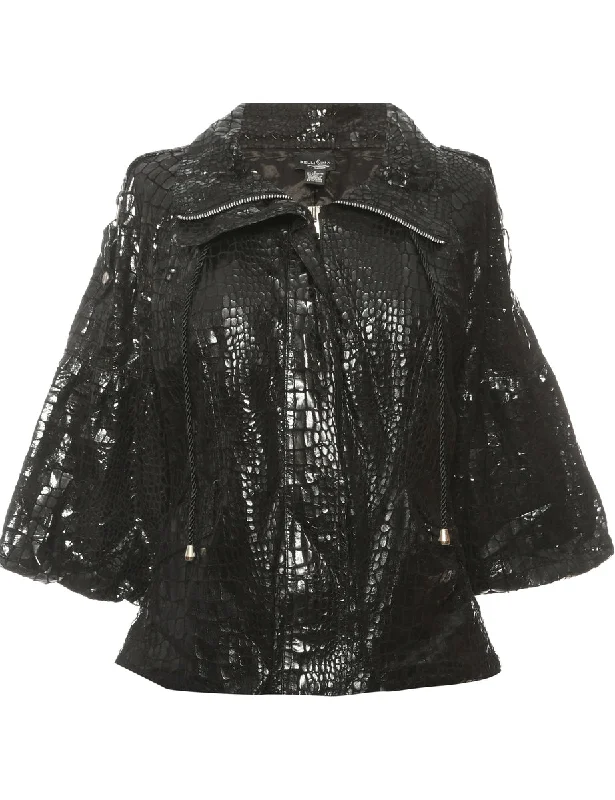Animal Print Black Jacket - M Wool Jacket Cashmere Jacket Tweed Jacket