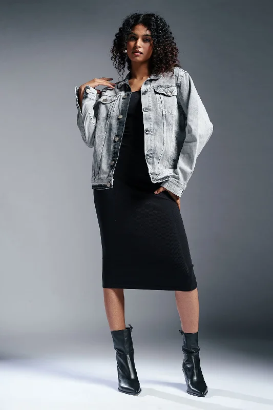 Ash Blast Denim Trucker Jacket Tiered Jacket Buttoned Jacket Zippered Jacket