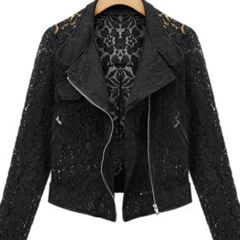 ASM Women's Elegant Fashion Premium Quality Black Lace Design Biker Jacket Wool Jacket Cashmere Jacket Tweed Jacket ASM Women's Elegant Fashion Premium Quality Black Lace Design Biker Jacket Wool Jacket Cashmere Jacket Tweed Jacket