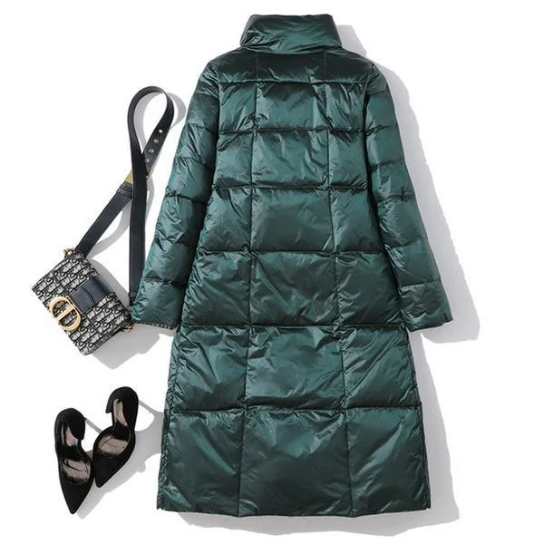 Black Double Side Wear Outerdoor Female Coats Long  Warm Down Coat Puffer Jacket Parka Mesh Jacket Canvas Jacket Denim Jacket