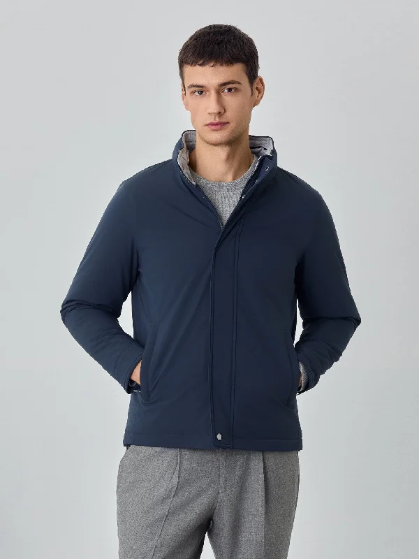 Bomber Jacket With Zip Pockets And Double Zipper Cotton Fabric Linen Fabric Terry Fabric Bomber Jacket With Zip Pockets And Double Zipper Cotton Fabric Linen Fabric Terry Fabric