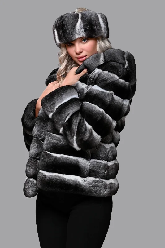 Chinchilla hooded jacket Faux Fur Jacket Real Fur Jacket Shearling Jacket